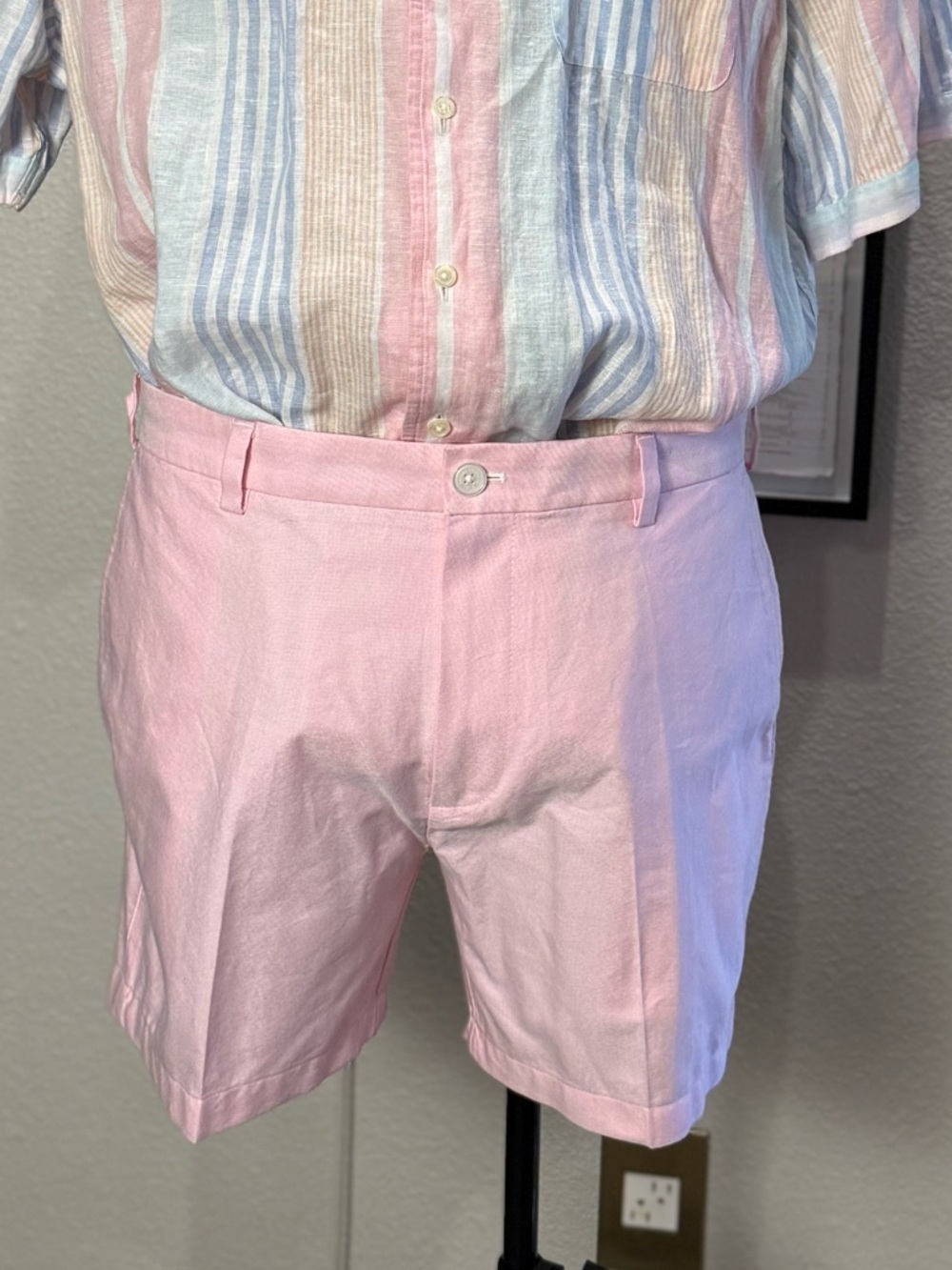 Brooks Brothers Pink Flat-Front Oxford Cloth Cotton Shorts